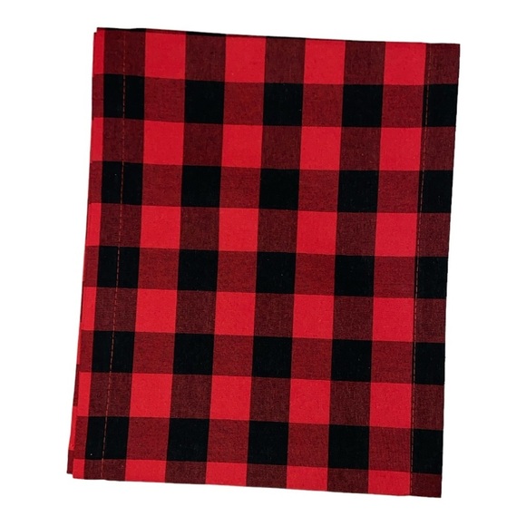 Reversible Red and Black Buffalo Check and Burlap Table Runner - Picture 1 of 4